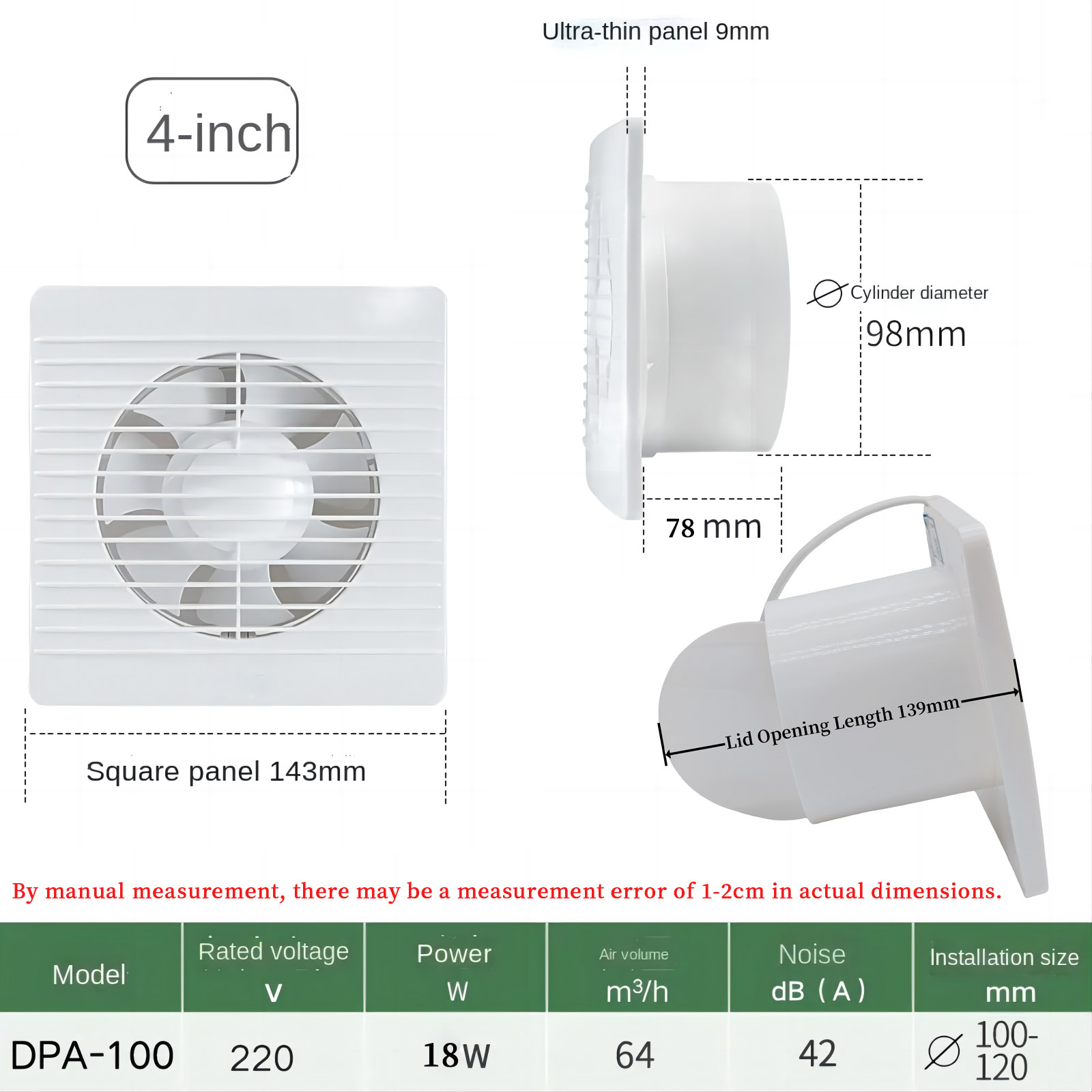 4/6/8Inch Extractor Ventilation Fan Exhaust Air Blower High Speed Bathroom Kitchen Toilet Air Vent Window Wall Fan Exhaust Fan