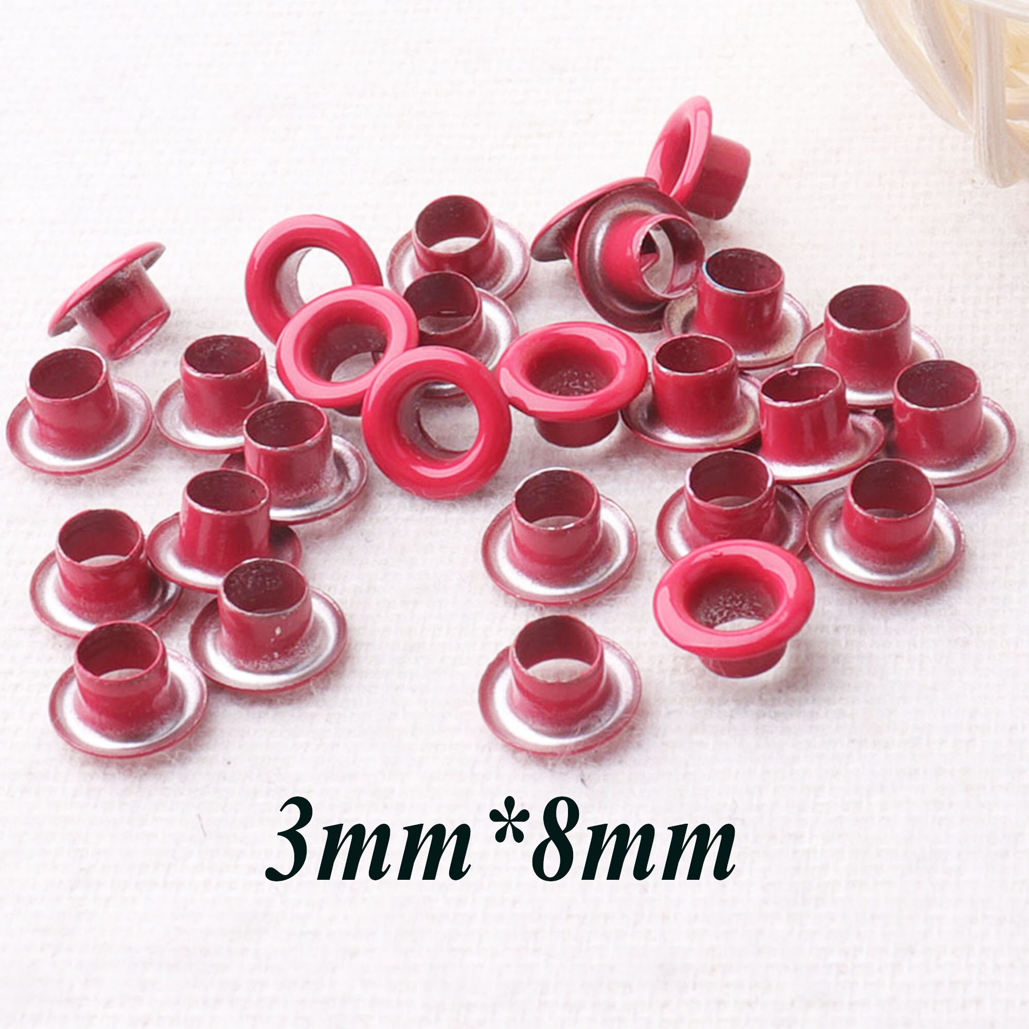 100 pcs Red Metal Eyelets Grommets With Washers Eyelets Great for Clothes Leather Canvas bag Shoe eyes-1/8"(3mm)