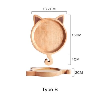 Wooden Cartoon Snack Tray Fruit Bread Dessert Cake Storage Tray Children Breakfast Cute Plate Kitchen Organizer Tools: Type B