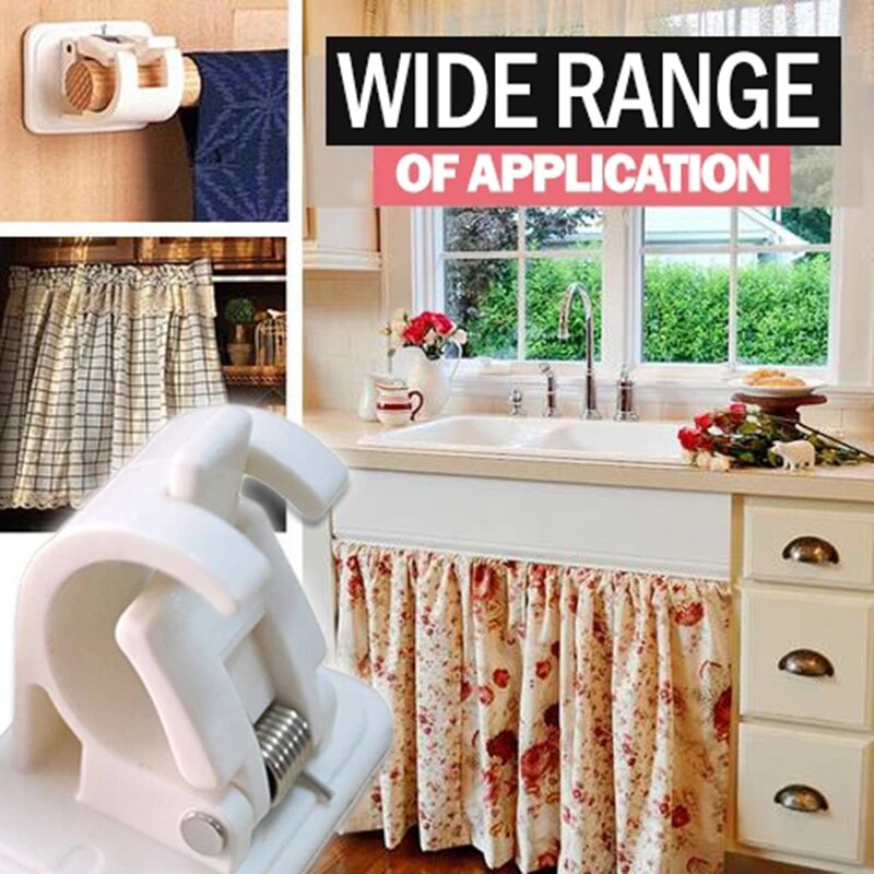 2/4/6pcs Nail-free Adjustable Rod Bracket Holders Self-adhesive Wall Brackets for Home Bathroom