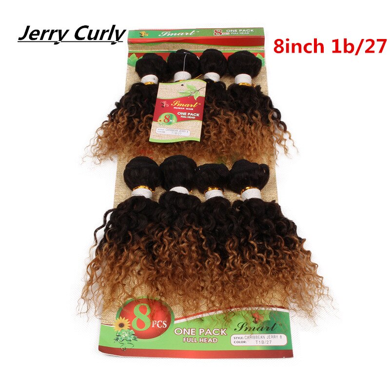 Eunice Ombre Hair Extensions Kinky Curly Weave Synthetic Hair Bundles 8pieces/lot 1 Pack 8-14"INCH: 1B/27HL