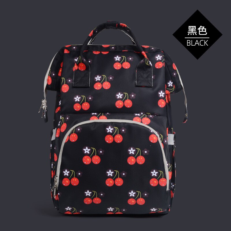 Stijl Luiertas Mode Zuigfles Bag Multi-Functionele Waterdichte Grote Volume Rugzak Mother 'S Tas Gedrukt Mama tas: Black