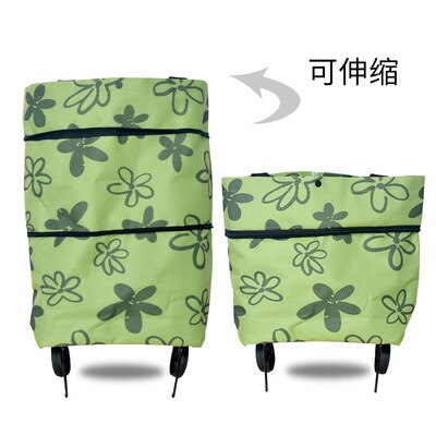 Sac fourre-tout pliable de chariot à achats sacs pliants multifonctionnels de panier pour le stockage: Green flowers