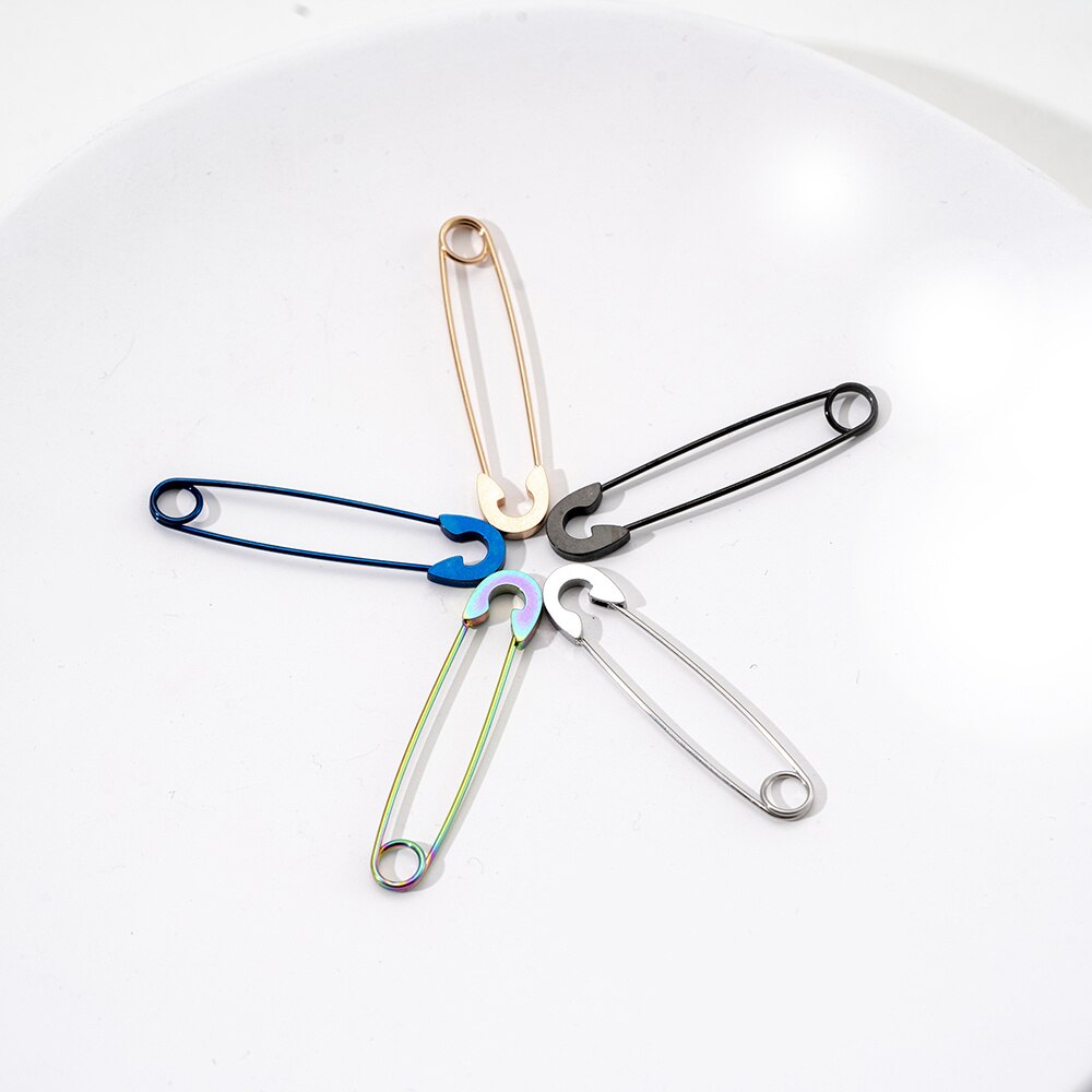 Stainless Steel Punk Pin Earrings Unique Paperclip Safety Steel Stud Earrings Women Man Rock Piercing Ma