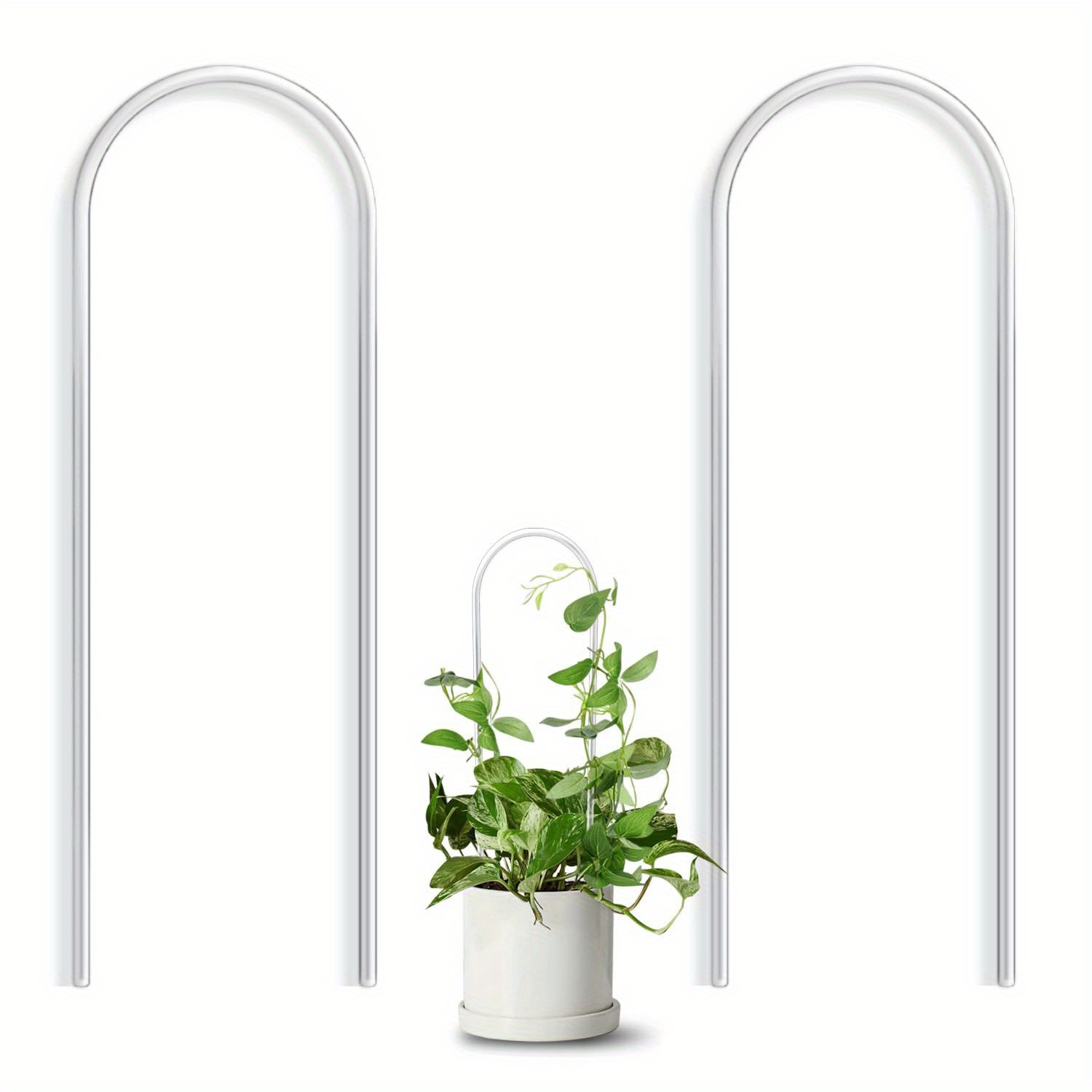 Cadre d'escalade en acrylique en forme de U, transparent et durable, adapté au support de pot de vigne et de fleur d'intérieur: Beige