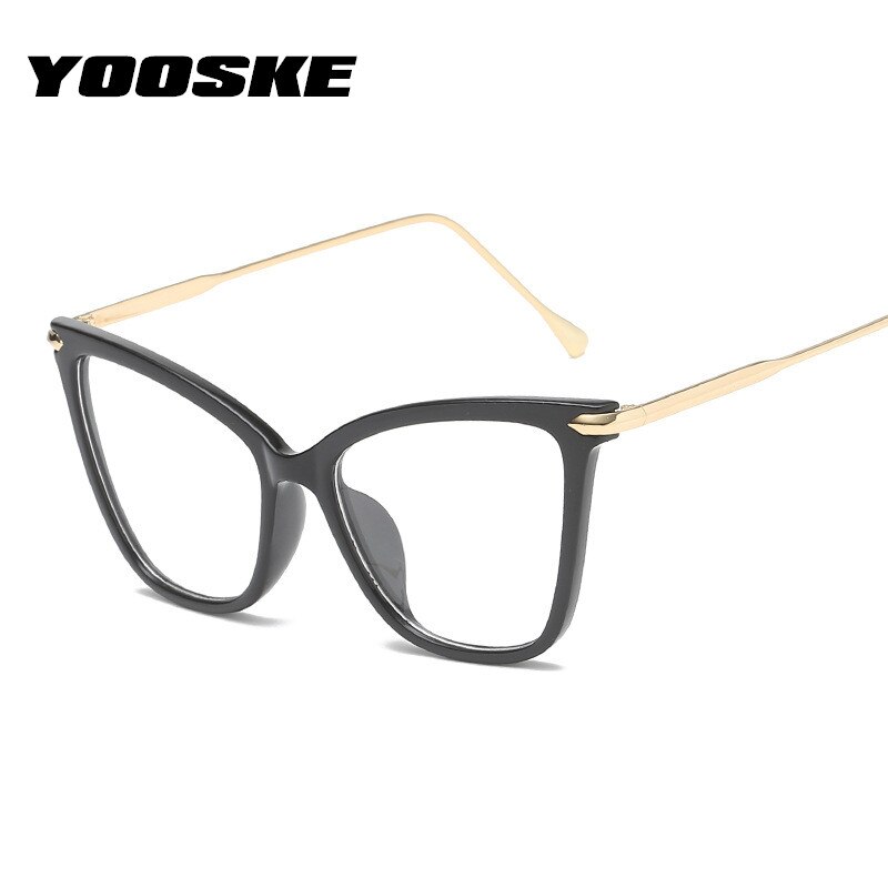 Monturas para gafas de gato YOOSKE, marco de Metal para mujer, Disgner, gafas ópticas para mujer, monturas transparentes, gafas Vintage