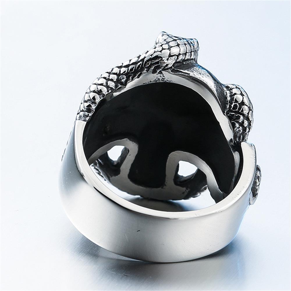 Anello da uomo in acciaio inossidabile intarsiato zircone serpente anelli teschio stile Punk festa motociclista gioielli prepotenti