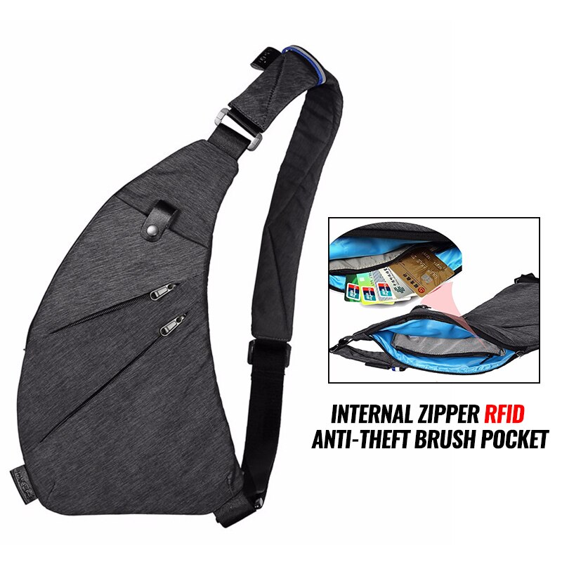 DIENQI Nylon Waterproof Waist Bag Brand Men Holster Anti Theft Shoulder Bag Sports Travel Personal Pocket Bags Casual Chest Bag: Gray