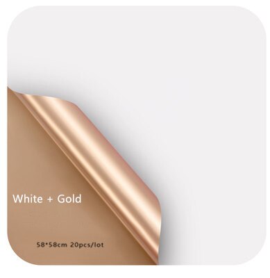Luxury Gold Reversible Floral Wrapping Paper Waterproof Flower Arrangement Wrapping Paper Party Wrapping Paper Film: White-Gold