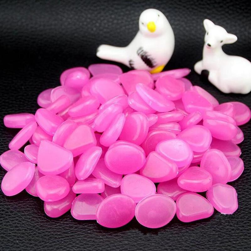 100 sztuk świetlny kostki brukowe kamyki kamienie świecące w ciemności żwir robić akwarium dekoracja obejścia ogrodu (jasnofioletowy)