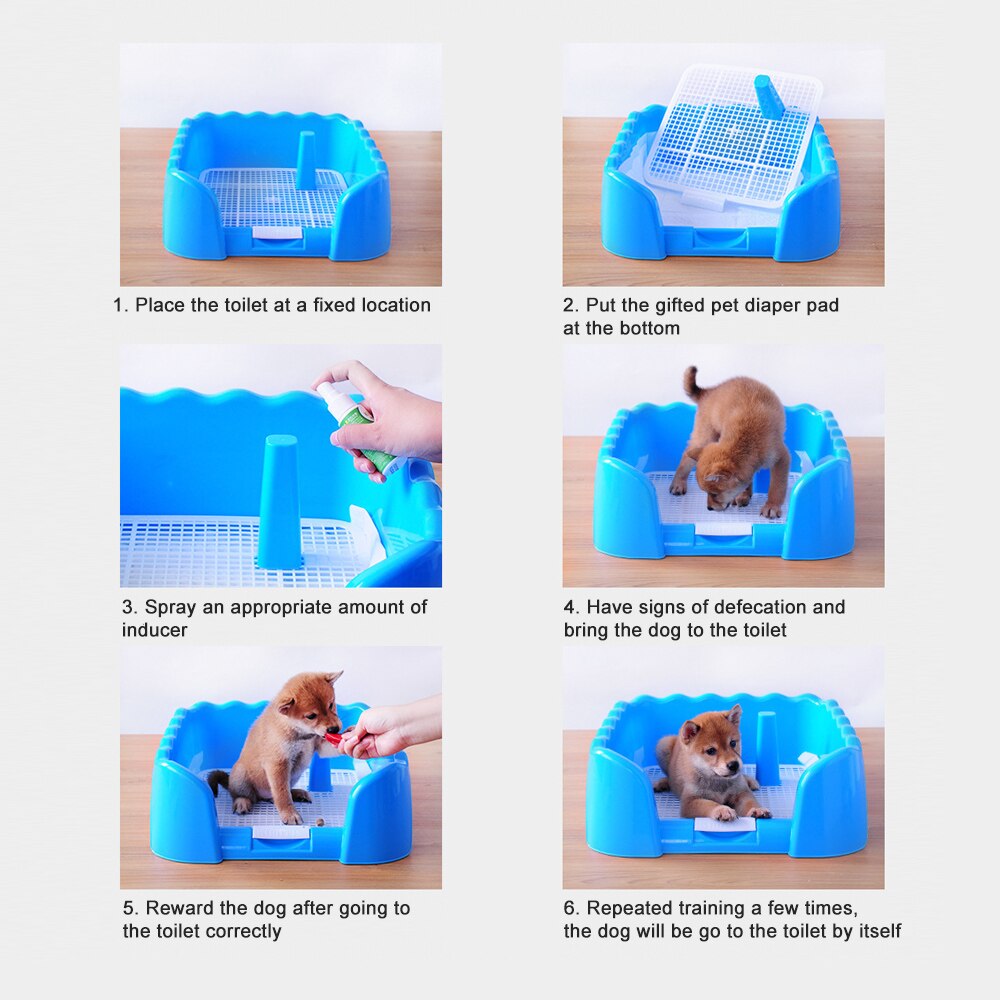 Bandeja portátil para baño para perros mascota, inodoro con rejilla para mascotas, con valla, poste para orinar, producto para orinal de Mascota, accesorios para perros de 2 tamaños
