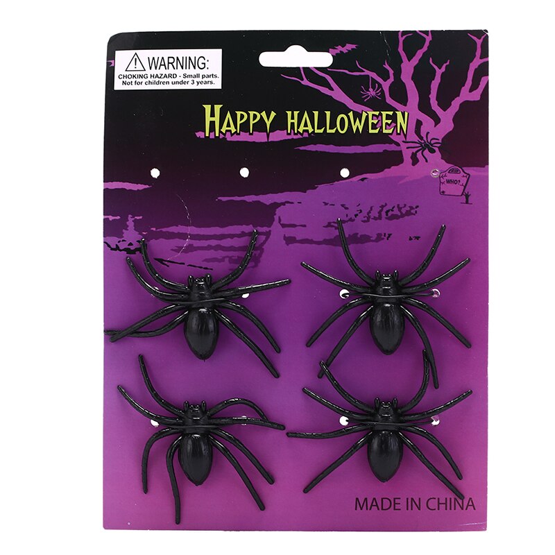4 Teile/los Kunststoff Halloween Schwarz Spinne Lustige Gefälschte Spinnen Spielzeug Party Stütze verfolgt Haus Dekor freundlicher Neuheit Spielzeug neue