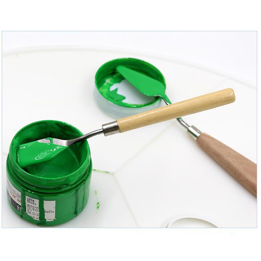 1 Uds pintura mezcla espátula de acero inoxidable espátula paleta cuchillo raspador de pintura al óleo paleta de artistas cuchillo Flexible herramienta de arte