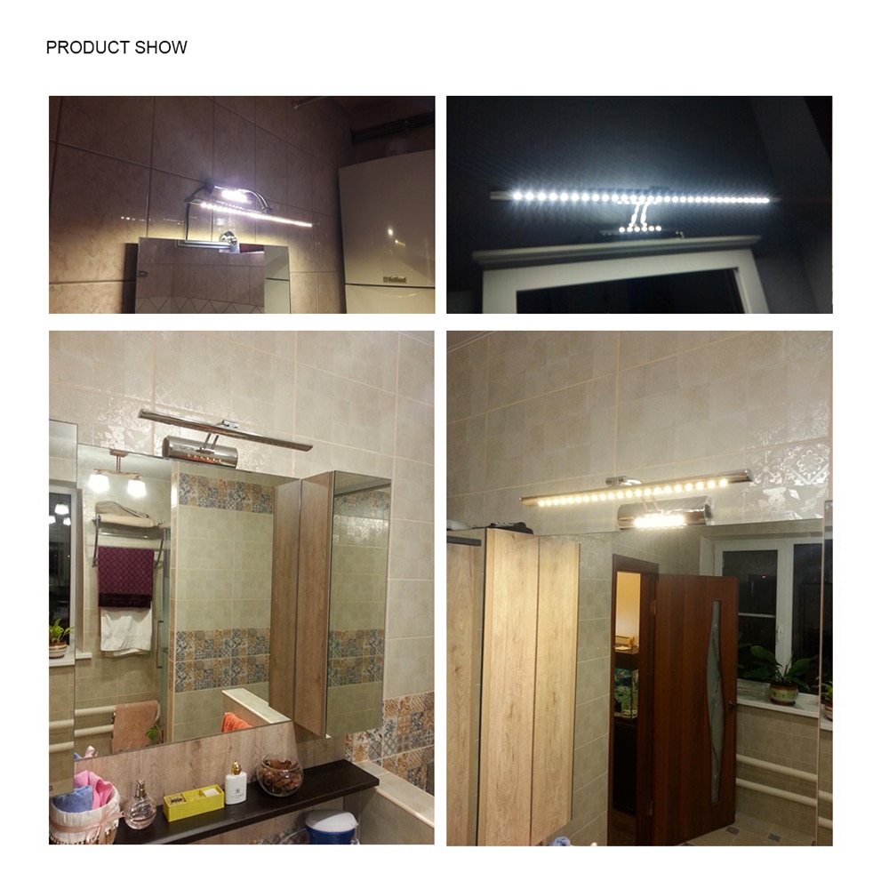 Luckyled led spejl lys med switch 7w 9w 220v 110v vægmonteret væglampe indendørs moderne badeværelse lys vandtæt rustfri