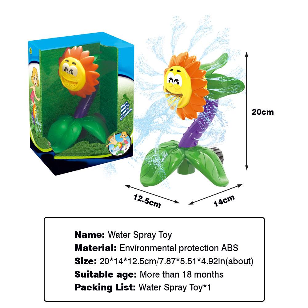 Outdoor Kids Water Spray Toys Cartoon Sunflower Sprinkler Colourful Eco-friendly Plastic Baby Bathing Toy For Backyard Garden