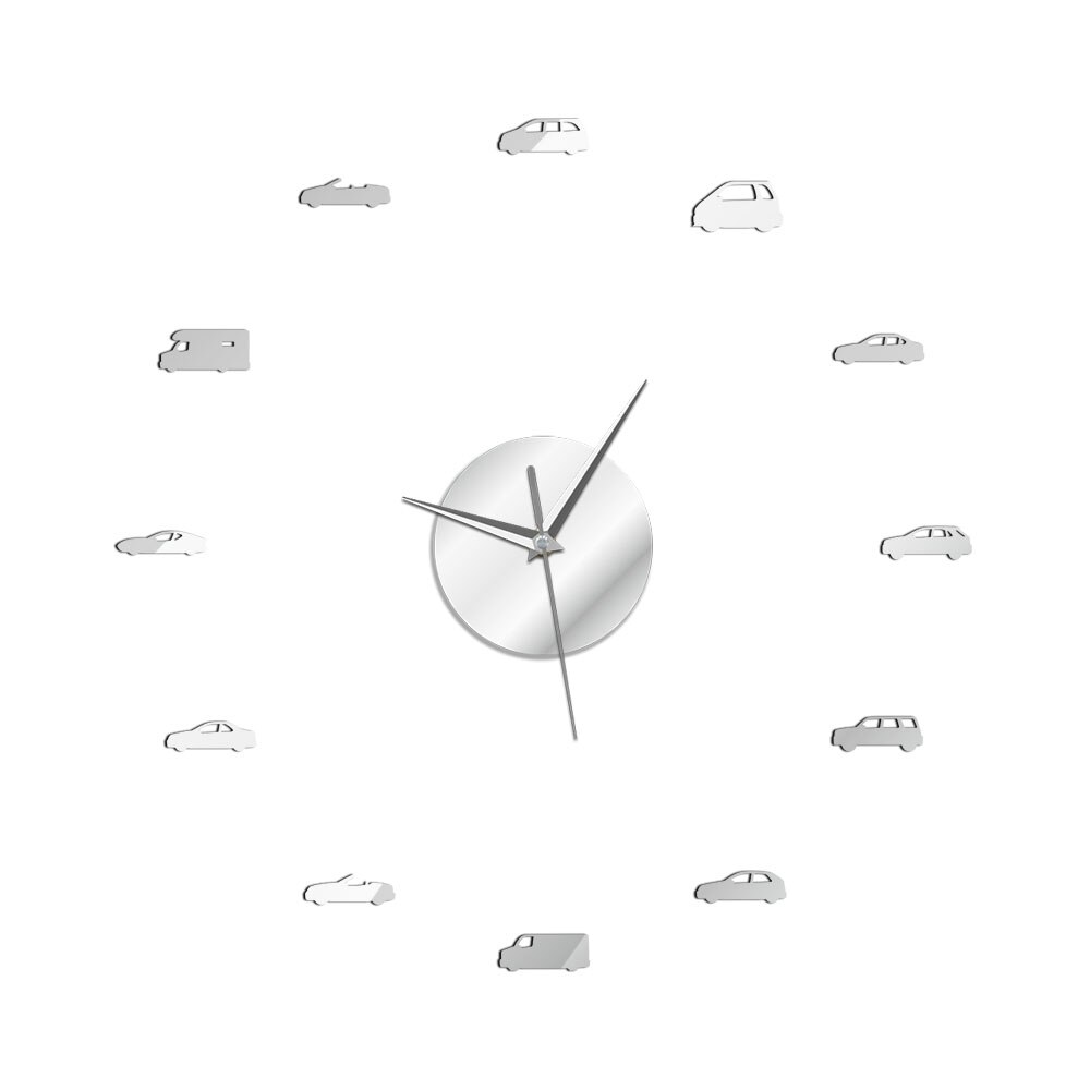 Transportation Cars DIY 3D Acrylic Wall Clock Sports Car Automotive Quartz Watch Battery Operated Mirror Surface Reloj Pared