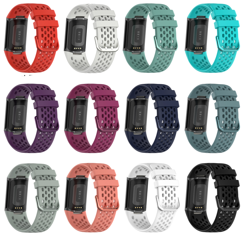 Andningsbart gummiband för fitbit charge 5 correa sport ersättningssilikonarmband för fitbit charge 6 klockarmband