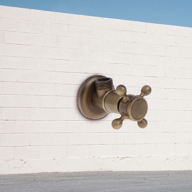 F2TE Antique Brass Triangle Valve 1/2" Male Thread Water Control Valves Bathroom Angle Stop Valve