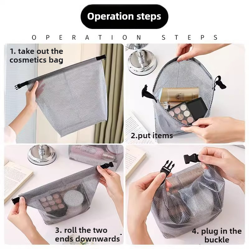 Bærbar vanntett reiseveske gjennomsiktig toalettveske med stor kapasitet sminkeorganisator bade- og toalettveske for kvinner