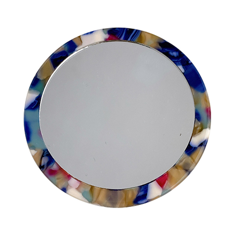 Miroir géométrique rétro en plaque d&#39;acide acétique, coréenne, petit miroir rond Portable, maquillage quotidien, petit miroir Portable