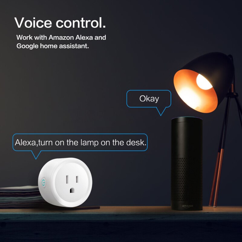 16A US Smart Wifi Power Plug With Power Monitor Smart Home Wifi Wireless Socket Outlet Works With Alexa Google Home Tuya App