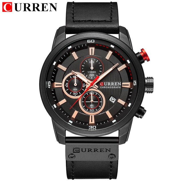 Curren Datum Quartz Mannen Horloges Top Luxe Mannelijke Klok Chronograph Sport Mens Polshorloge Hodinky Relogio Masculino: black