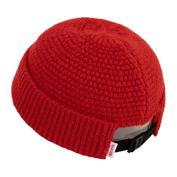 Unisex mössa ribbstickad stickad vintermössa varm kort mössa avslappnad enfärgad kalott baggy för vuxna män mössa: Röd