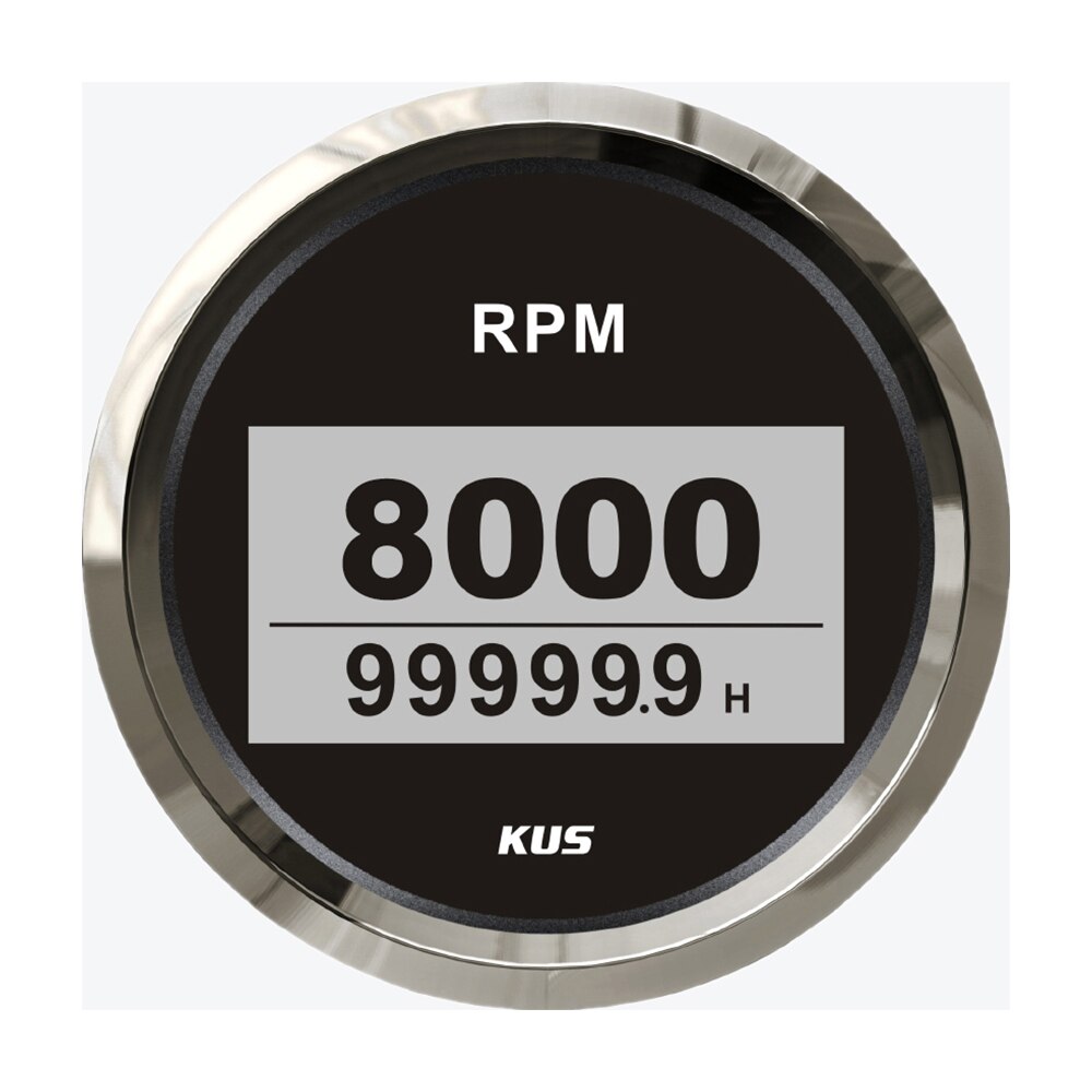 KUS Universal Tachometer RPM Gauge with Hour Meter 3000RPM 4000RPM 6000RPM 8000RPM with Red Yellow Backlight 9-32V 85mm: 8K-BS
