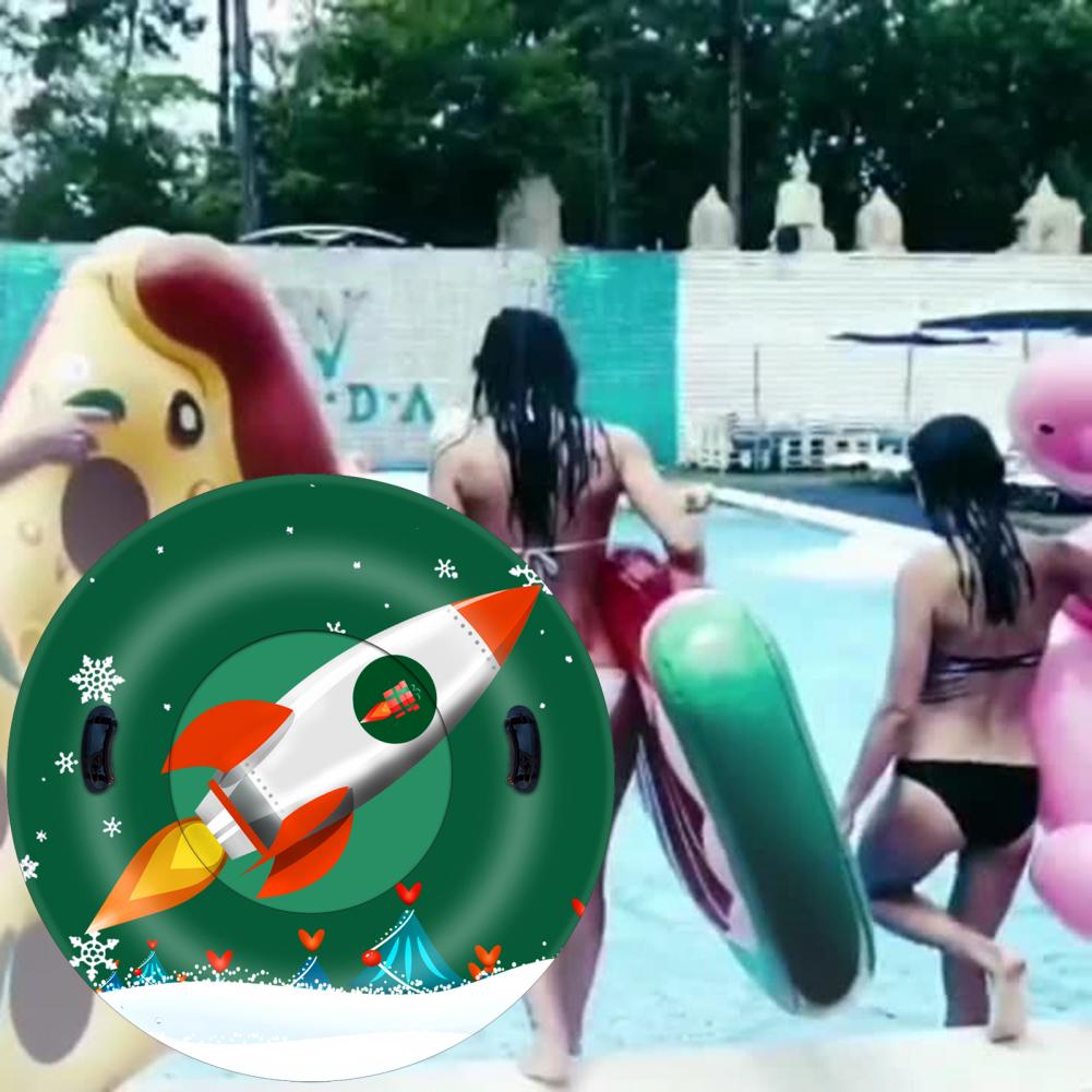 55% Inflatable Snow Sled Reusable PVC Xmas Snowman Sledding Tube for Family