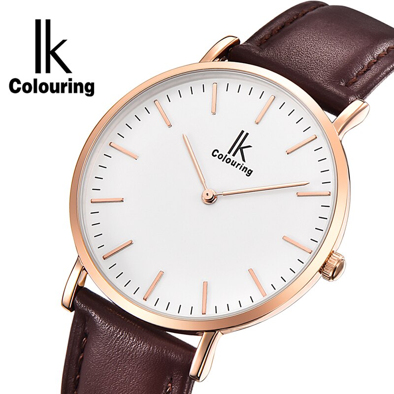 IK Colouring-relojes de cuero para parejas, reloj de pulsera de cuarzo, para parejas, unisex,