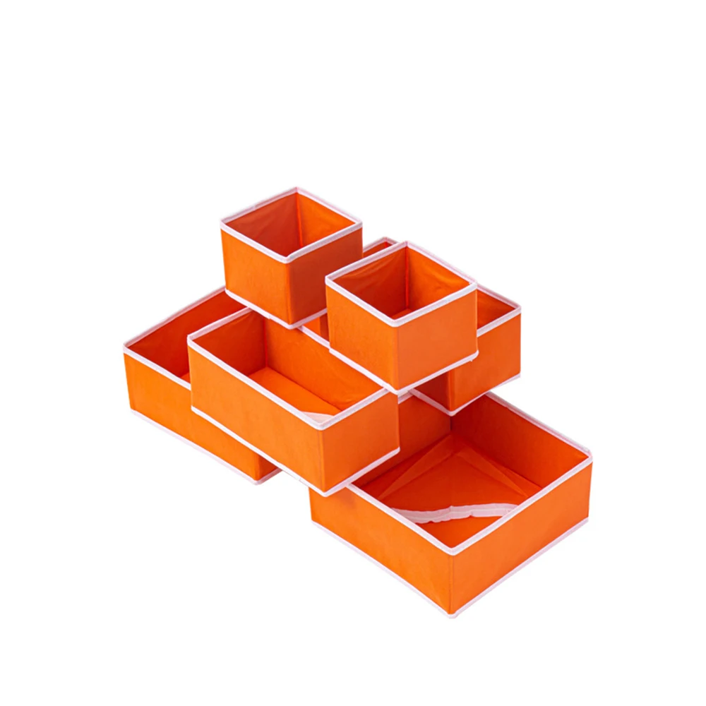 Schubladen-Organizer, 6 Stück/einstellen, Schlafzimmer-Schrank-Aufbewahrungsboxen, faltbarer Stoff-Schrank-Aufbewahrungskorb für Kleidung, Unterwäsche, BH, Socken: Orange
