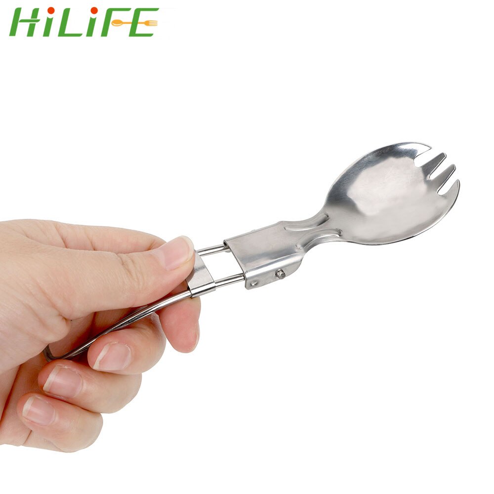 Hilife Vouwen Lepel 2 In 1 Spork Wandelen Outdoor Camping Servies Lichtgewicht Picknick Lepel Vork Roestvrij Staal Kookgerei