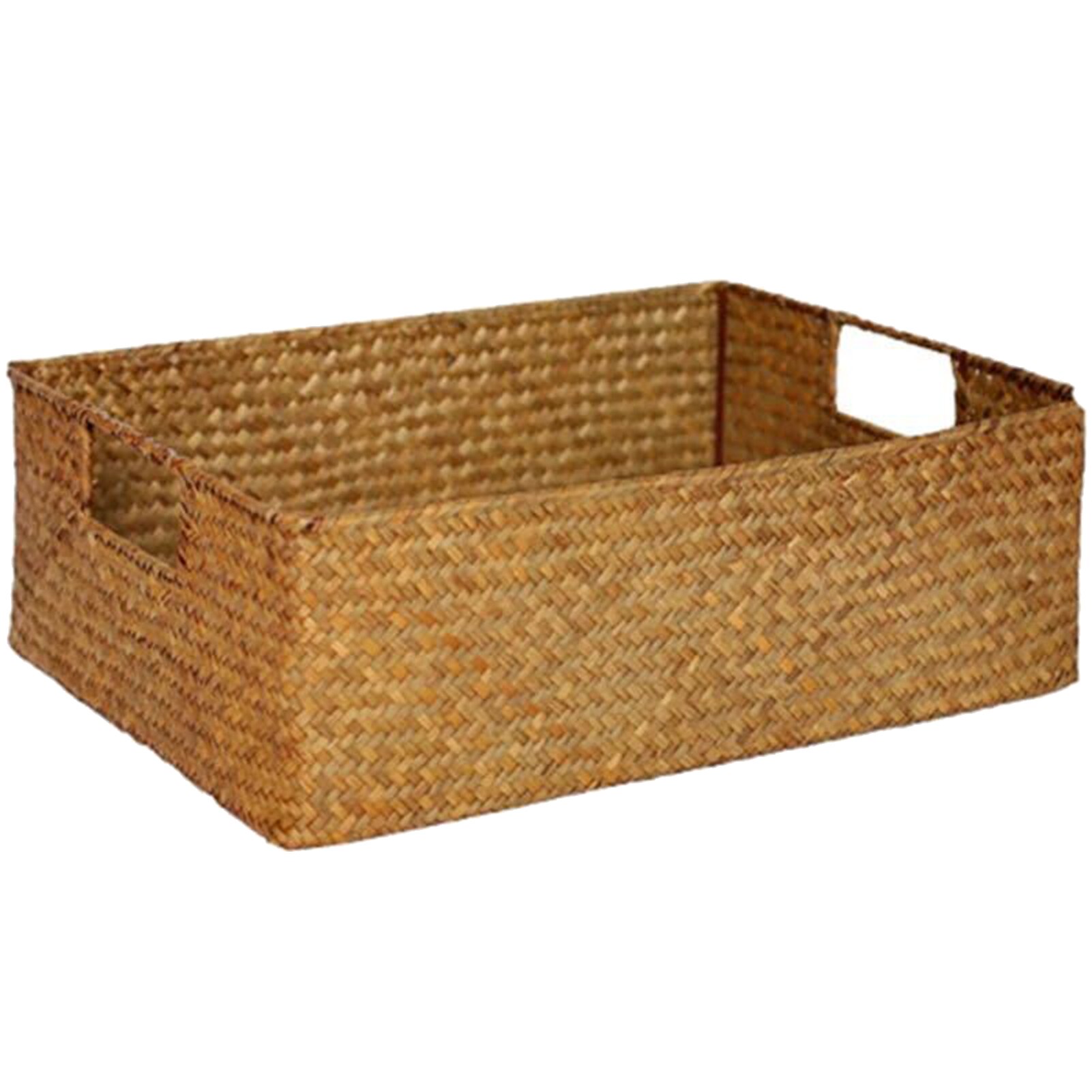 Natural Straw Rectangular Desktop storage basket Wire Handles Decor ...