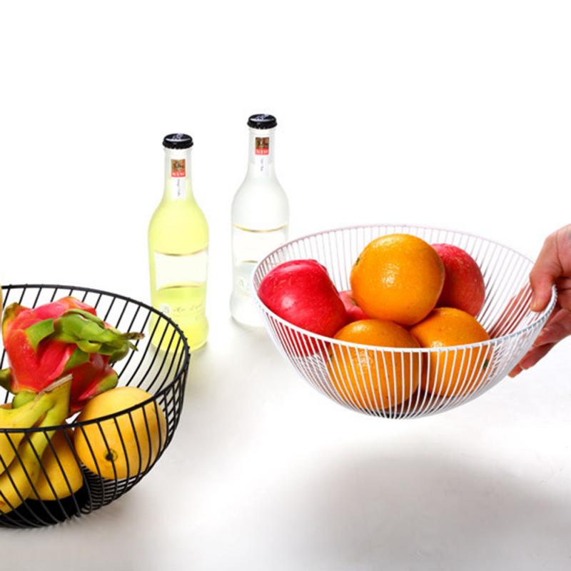 Cesta redonda para fruta de Metal estilo nórdico, cuenco recto Slash S/L para cocina, mesa de comedor, decoración para conservación de alimentos snacks