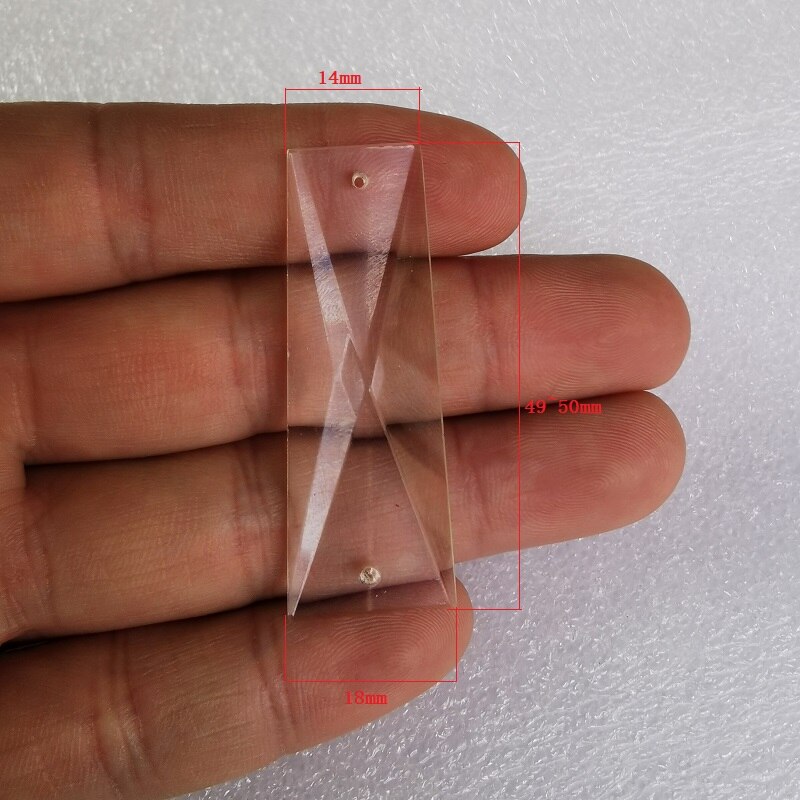Barra de cristal triangular Trapezoidal transparente de 50mm con 2 orificios, accesorios para cortina de casa de cristal Prisma