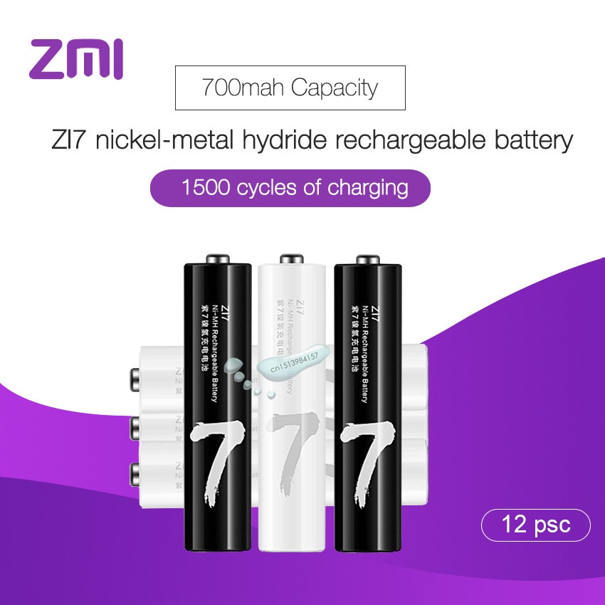 12 stks/partij Xiaomi Oplaadbare Batterij AAA 700 mAh 1.2 V Ni-ZMI ZI7 Power Bank Batterij Voor Afstandsbediening auto Speelgoed