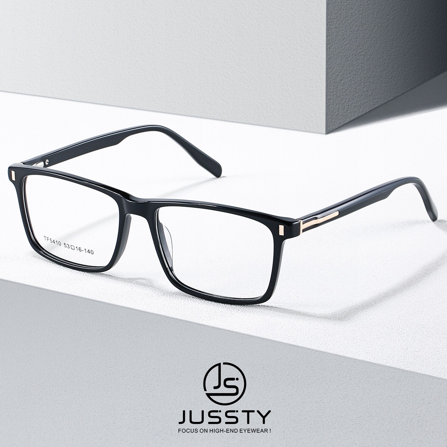 Lunettes de vue avec monture en acétate pour homme, de luxe, pour myopie optique, haut de gamme, personnalisées: 5410 Black