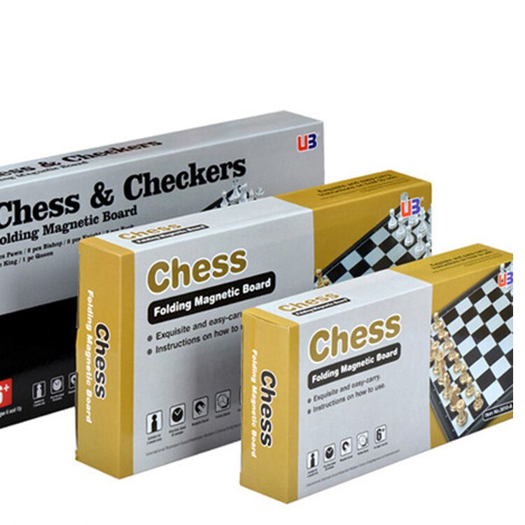Super Big Home International Chess Set Magnetic Foldable Board With Golden Silver Chess set