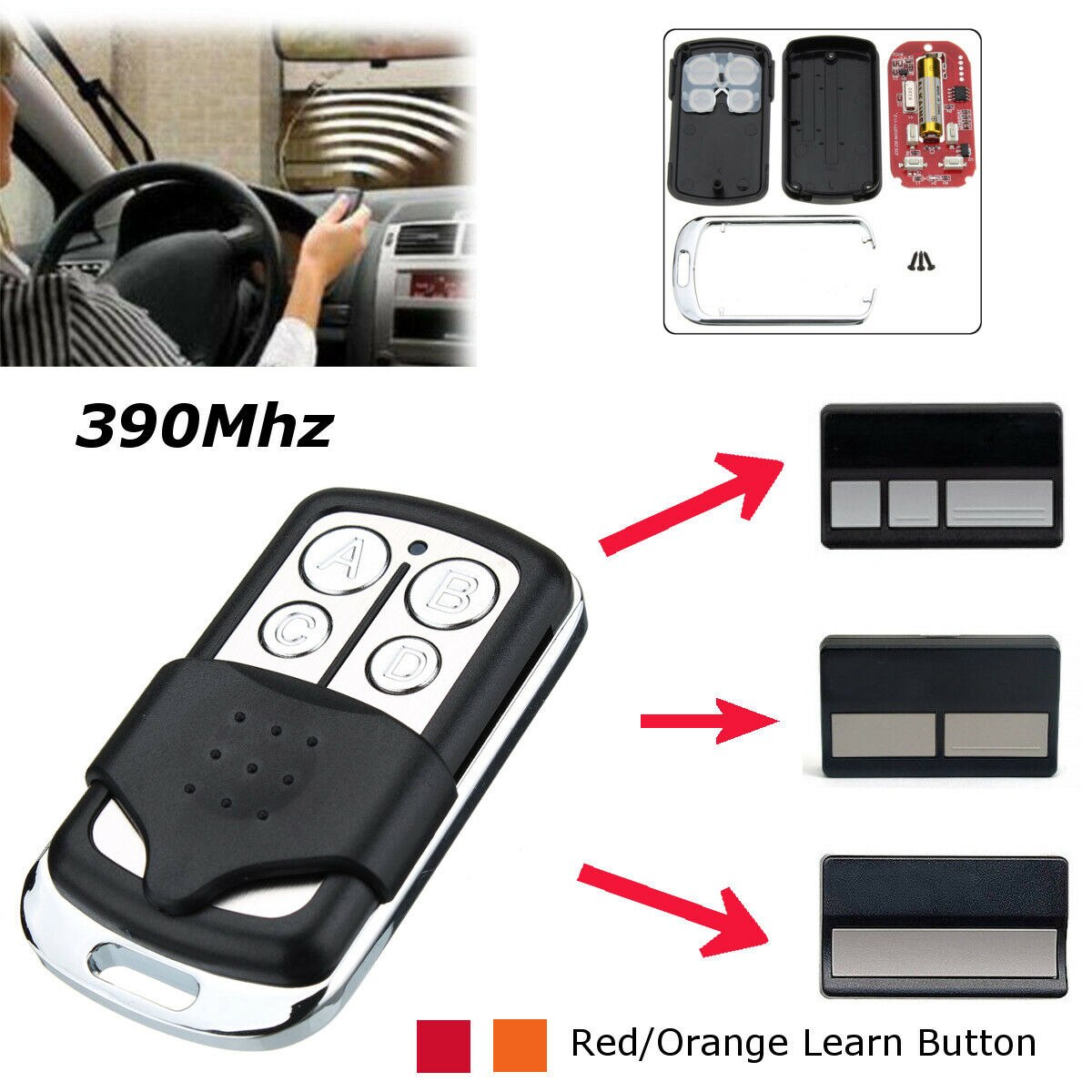 Garage Door Openers Remote Control Key 390Mhz 970LM for Chamberlain Sears Craftsman LiftMaster 2 Pack