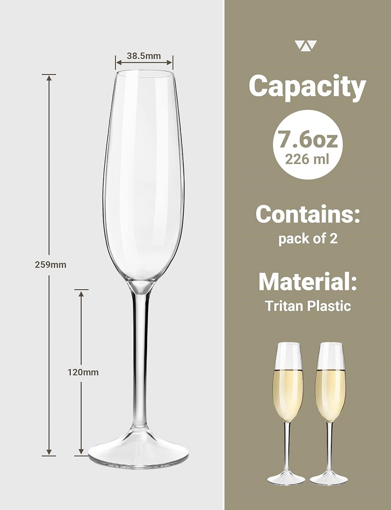 MICHLEY-Juego de copas de champán irrompibles, copa de vino espumoso de plástico Tritan para boda, , Picnic, Barware, 2/4 Uds.
