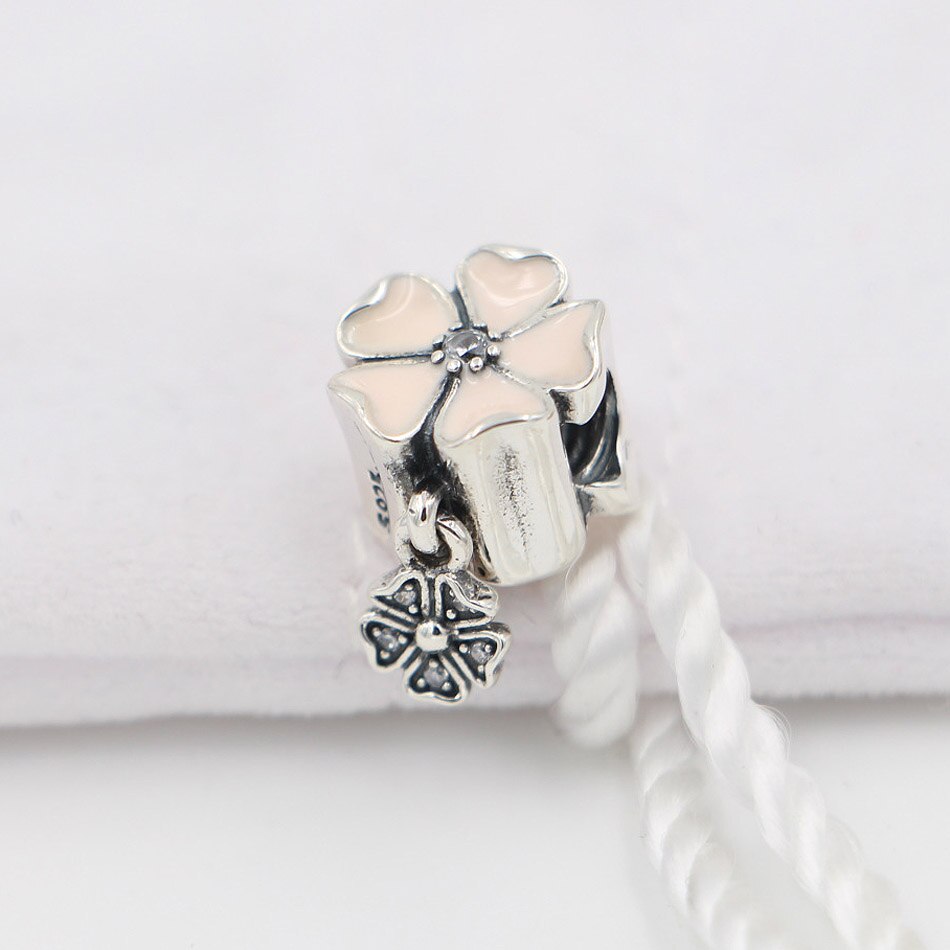Originele Roze Enamel Cherry Blossom Hanger Kraal Fit 925 Sterling Zilver Bedel Charm Europa Armband Diy Sieraden