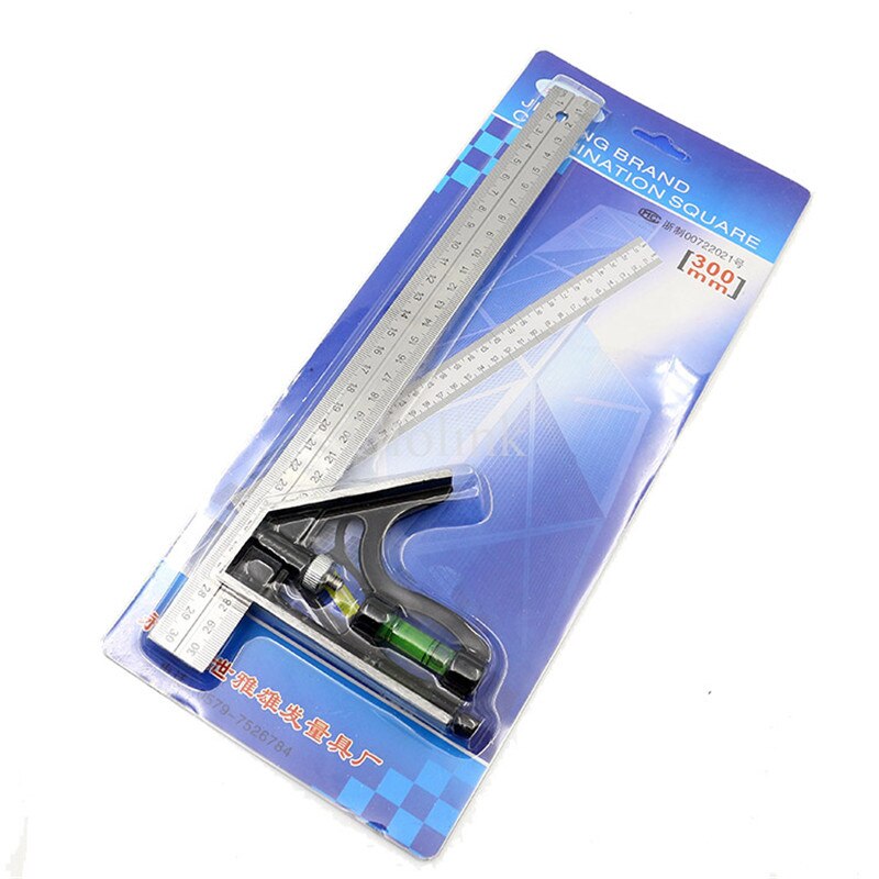 Adjustable Square Ruler Multifunctional Combination Stainless Steel Horizontal Ruler Measuring Tool 30cm 45 Degree With Bubble
