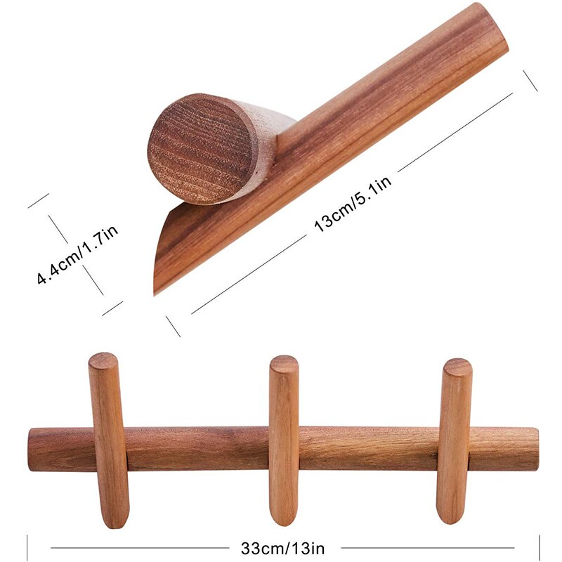 Houten Kapstok Muur Gemonteerde Rek Met Haken Hoed Rack Handdoek Hanger Houten Muur Haken Hanger Met Pinnen Entryway slaapkamer Bathroo