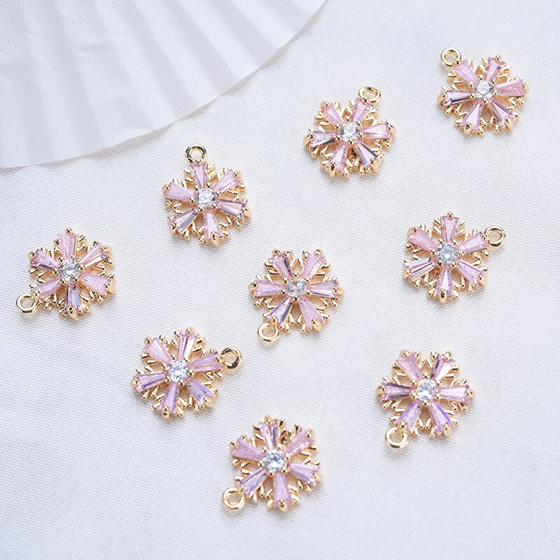 Di Rame di natale Fiocco Di Neve di Natale Pendenti E Ciondoli Oro di colore 13mm x 10mm per Il FAI DA TE Orecchino Monili Che Fanno Trovare Accessori, 2 pz