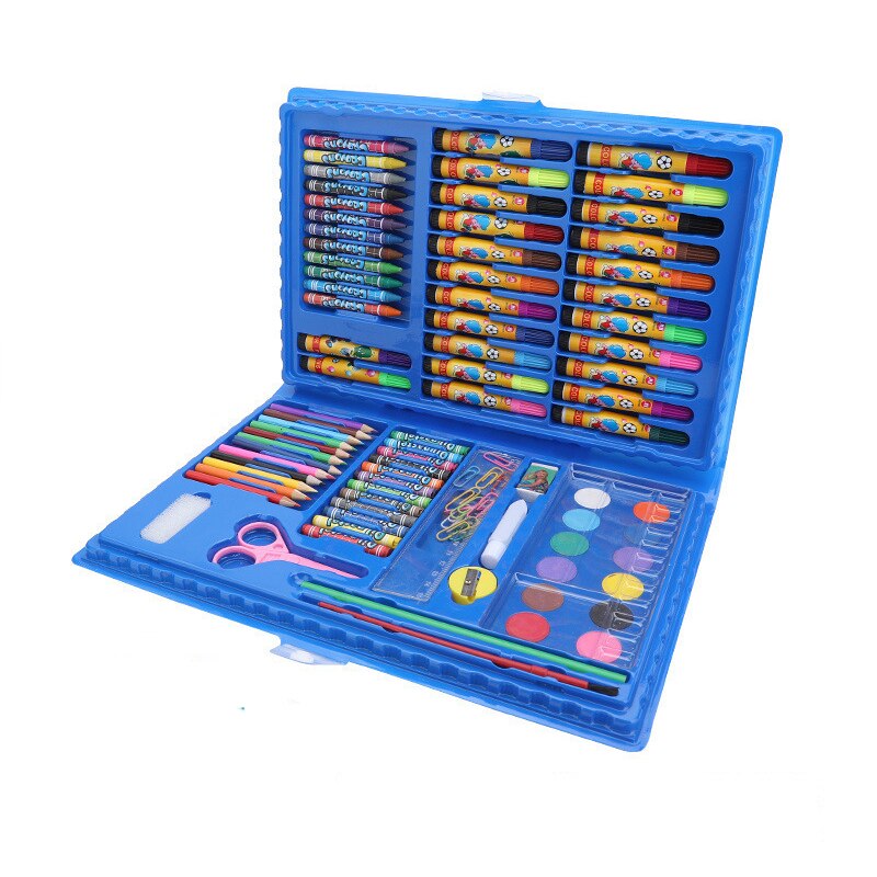 86Pcs Kids Art Set Children Drawing Set Water Color Pen Crayon Oil Pastel Painting Drawing Tool Art Supplies Stationery Set: Blue
