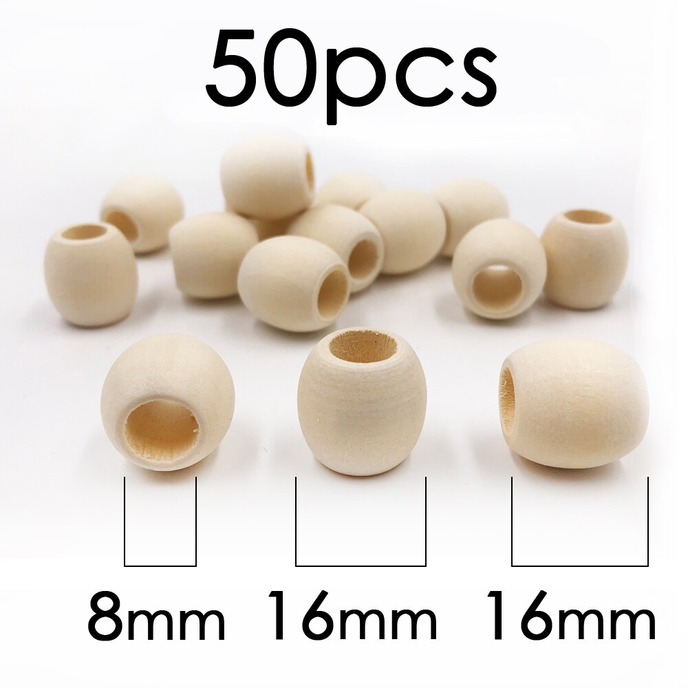 Grandes perles de café en bois naturel marron, grosses perles rondes en bois , amples, 15x20mm pour bracelet de fabrication de bijoux, bricolage, 50pcs: 16x16mm50pcs Natura