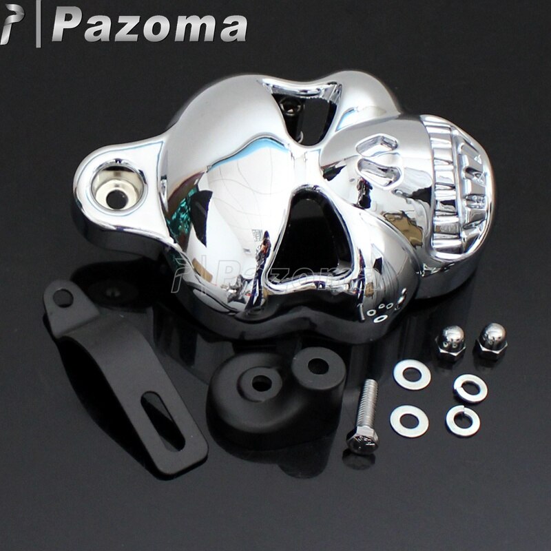 chrom motocykl czaszka róg pokrywa Cowbell dla Harley v-pręt wszystkie modele i Zbiory Cowbell klakson pokrywa 1992-2014