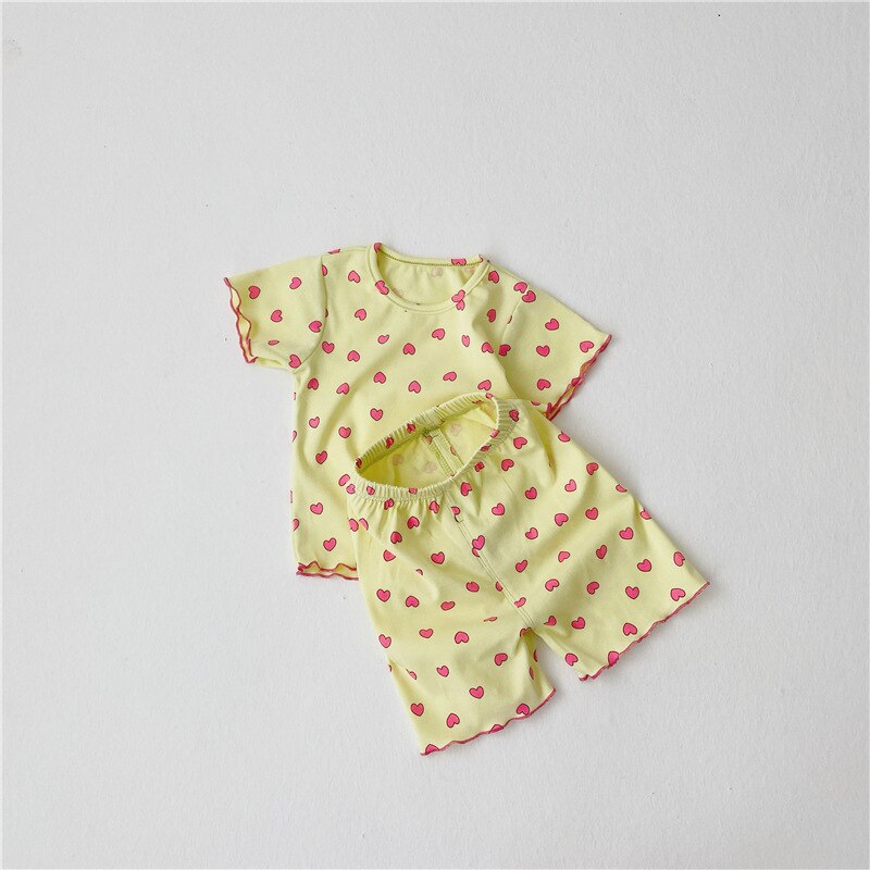 7 plus 1 kinderpyjamaset voor meisjes, wit hartje, schattig nachthemdje, mooie nachtkleding, 3t 4t zachte slaapkledij, ademende loungewear: Geel / 66