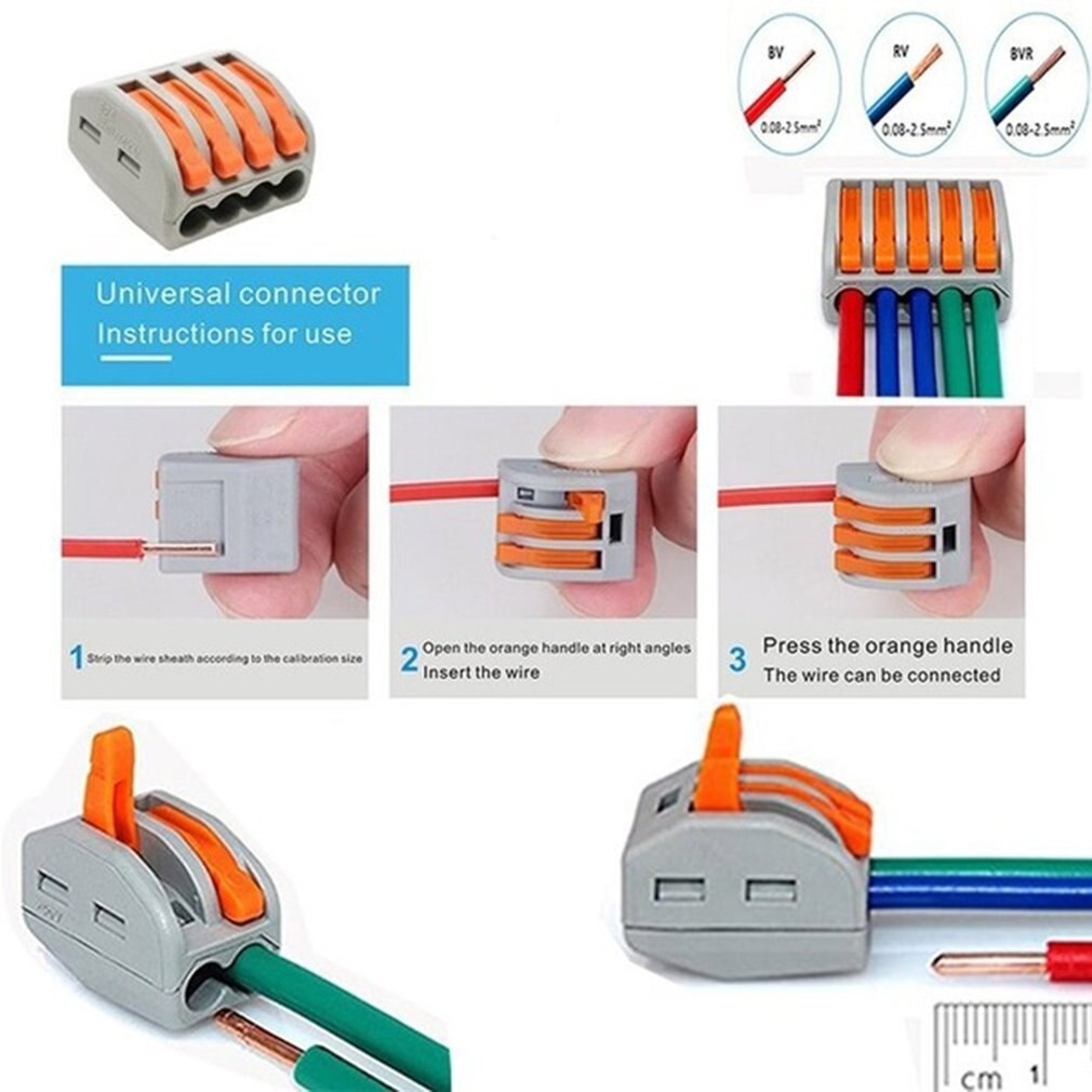 Mini Fast Wire Connectors Universal Compact Wiring Conductor Push-in Terminal Block Soft And Hard Wire Connector