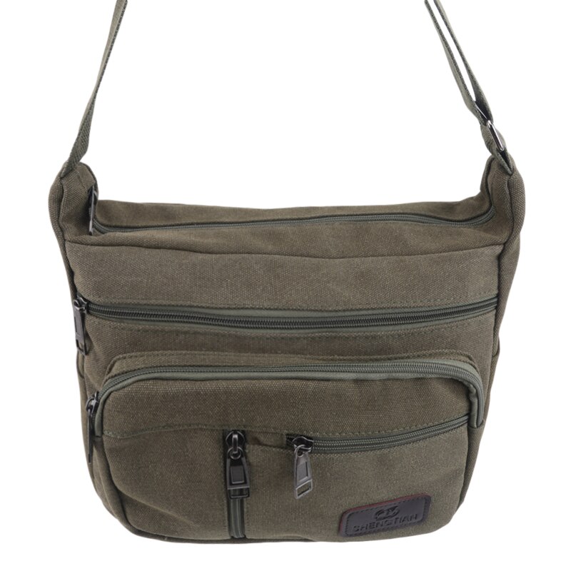 Sacs à bandoulière en toile pour adolescents, sacoches de voyage, sacs d'école solides à fermeture éclair: Army green